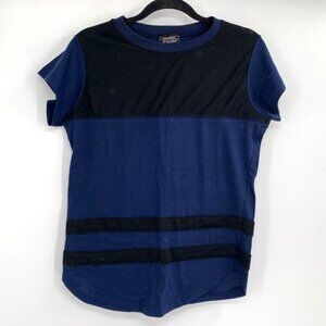 ATHLETEX Blue Athletic Tee Shirt Mesh Accent Black